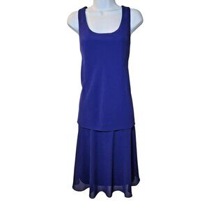 Patra Size Large Blue Sleeveless Dress Made in Korea Vintage No Jacket Preowned